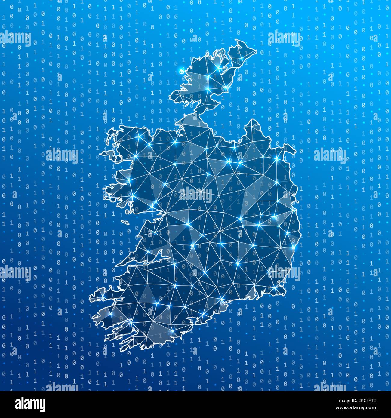 Network map of Ireland. Country digital connections map. Technology