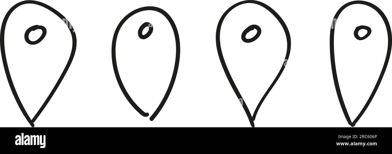 Doodle pin location icon. Hand drawn map pointer marker. Navigation ...