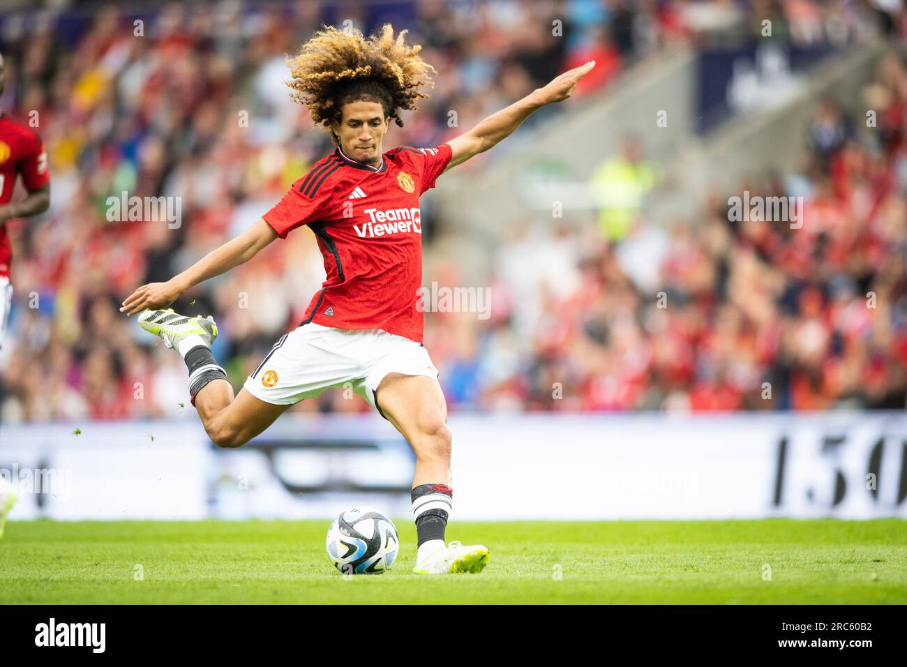 Oslo, Norway. 12th July, 2023. Hannibal Mejbri (46) of Manchester United seen during a pre-season friendly between Manchester United and Leeds United at Ullevaal Stadion in Oslo. (Photo Credit: Gonzales Photo/Alamy Live News Stock Photo