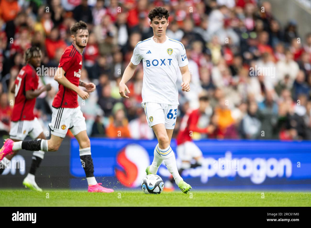 Oslo, Norway. 12th July, 2023. Archie Gray (63) of Leeds United seen during  a pre-season friendly between Manchester United and Leeds United at  Ullevaal Stadion in Oslo. (Photo Credit: Gonzales Photo/Alamy Live