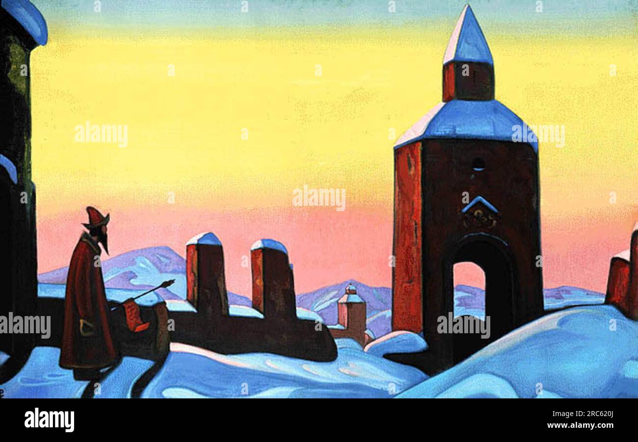 Message to Tiron 1940 by Nicholas Roerich Stock Photo
