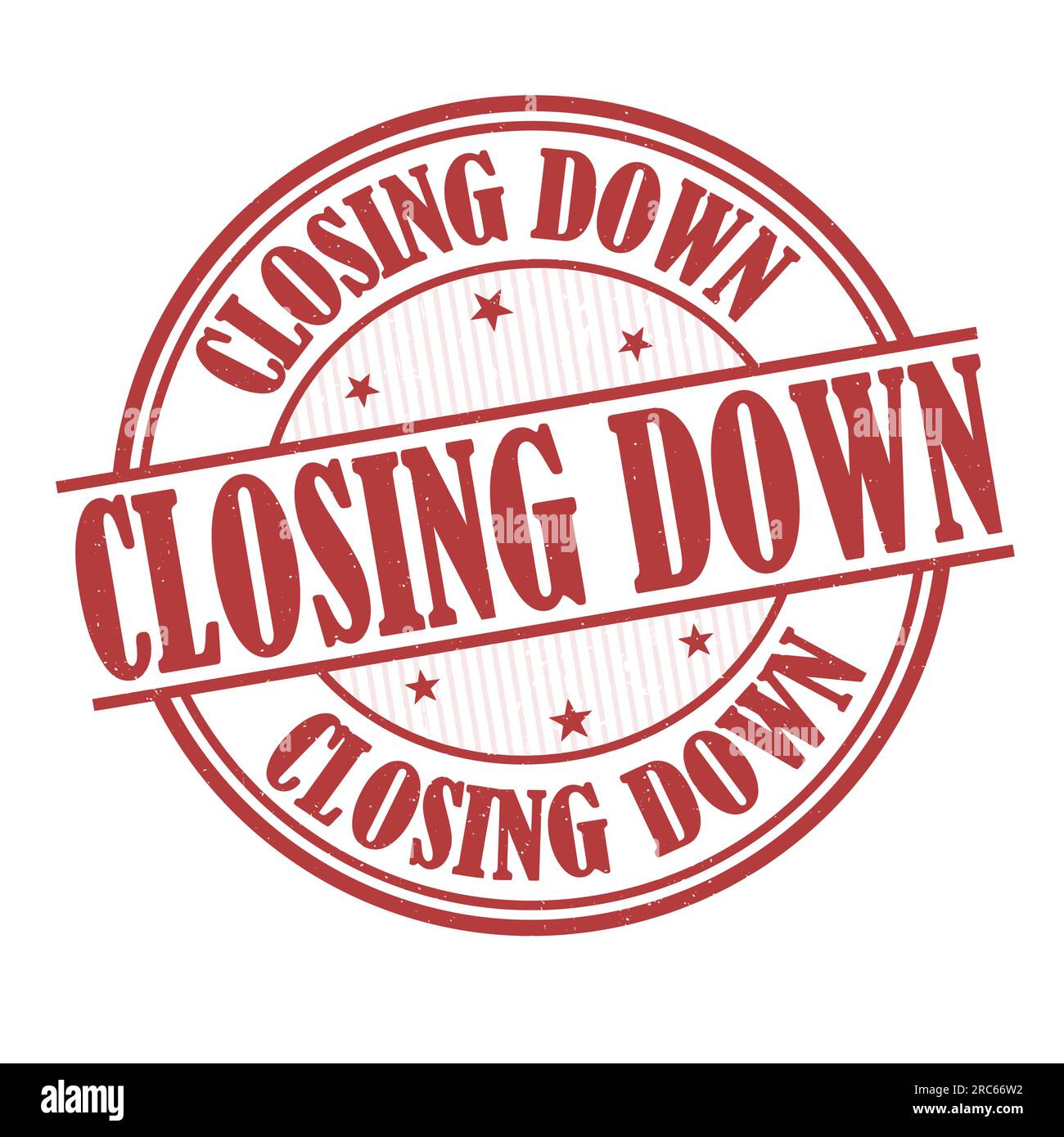 Closing down grunge rubber stamp on white background, vector illustration Stock Vector