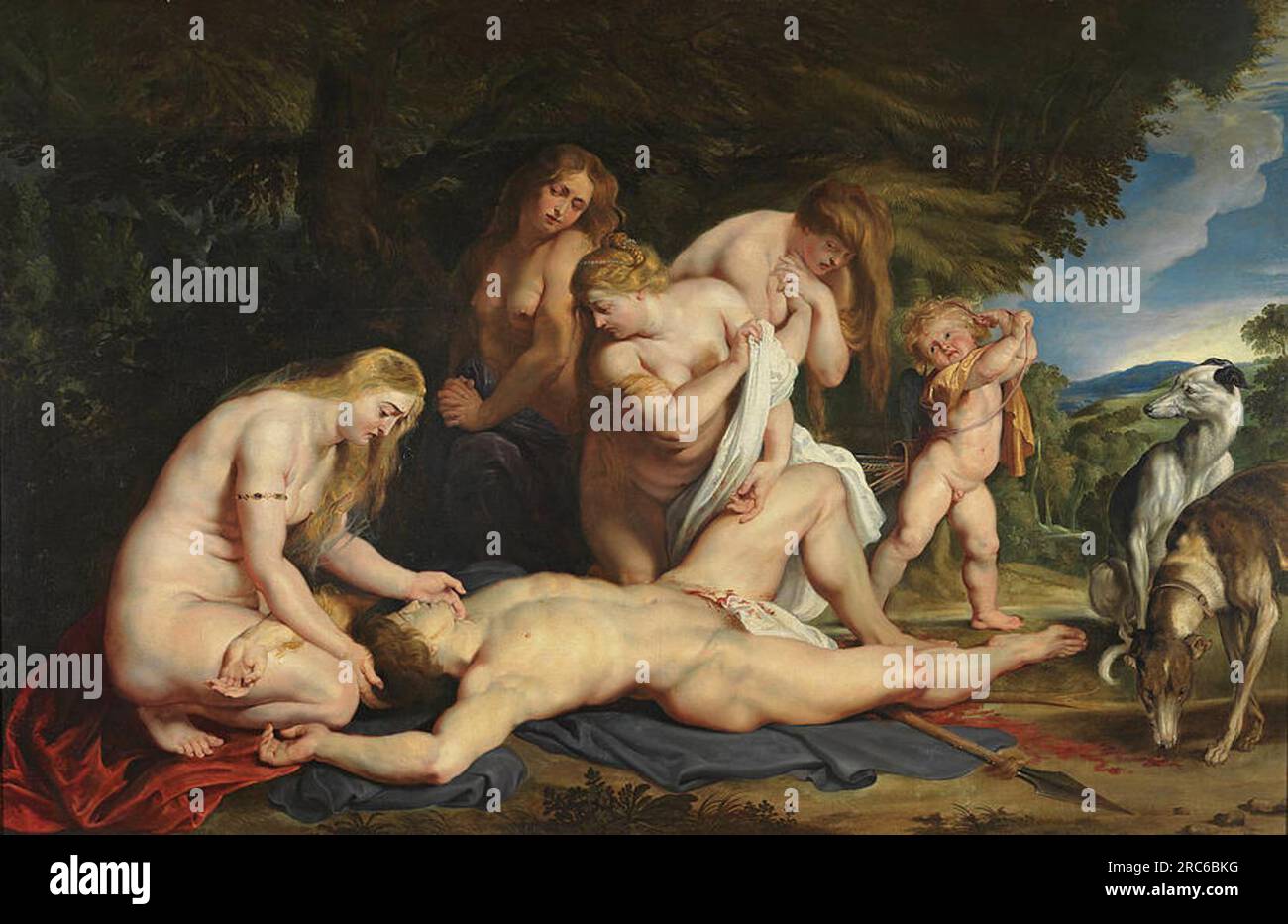 The Death of Adonis with Venus Cupid and the Three Graces by Peter Paul Rubens Stock Photo