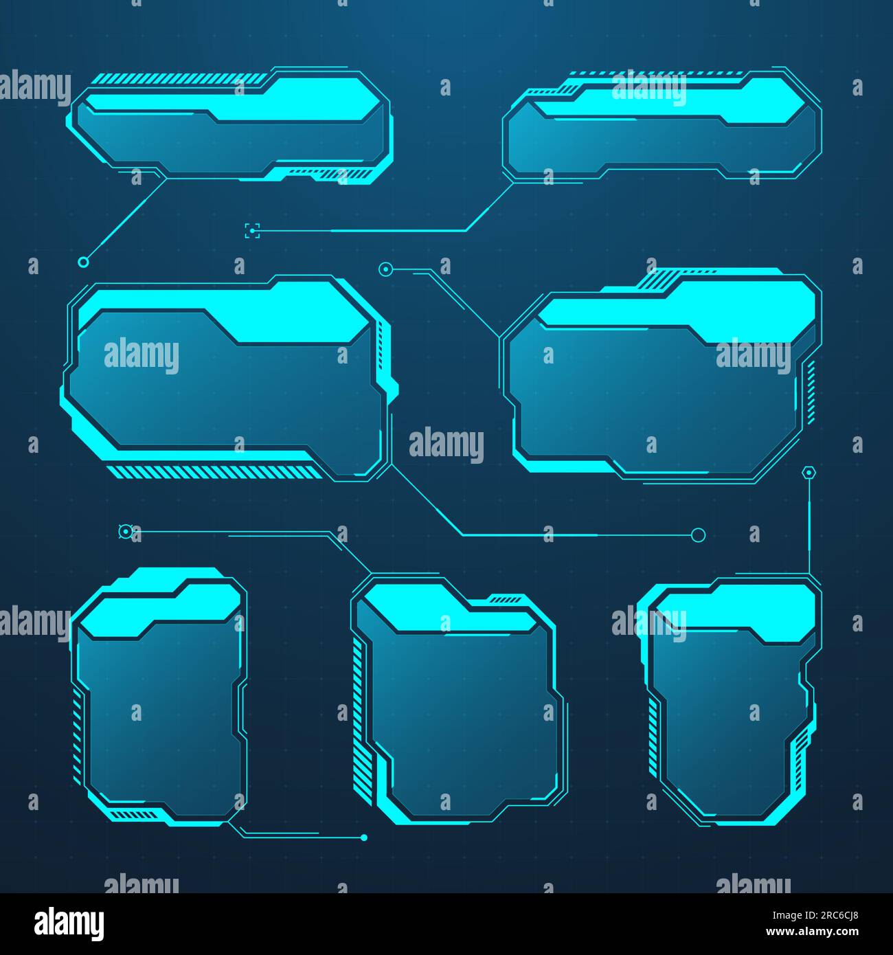 Blue futuristic HUD or UI elements. Sci-fi user interface text boxes ...