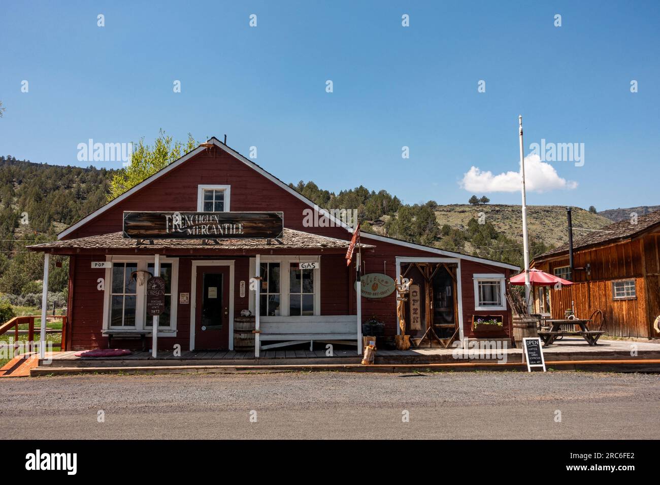The historic Frenchglen Mercantile is located at the north end of the