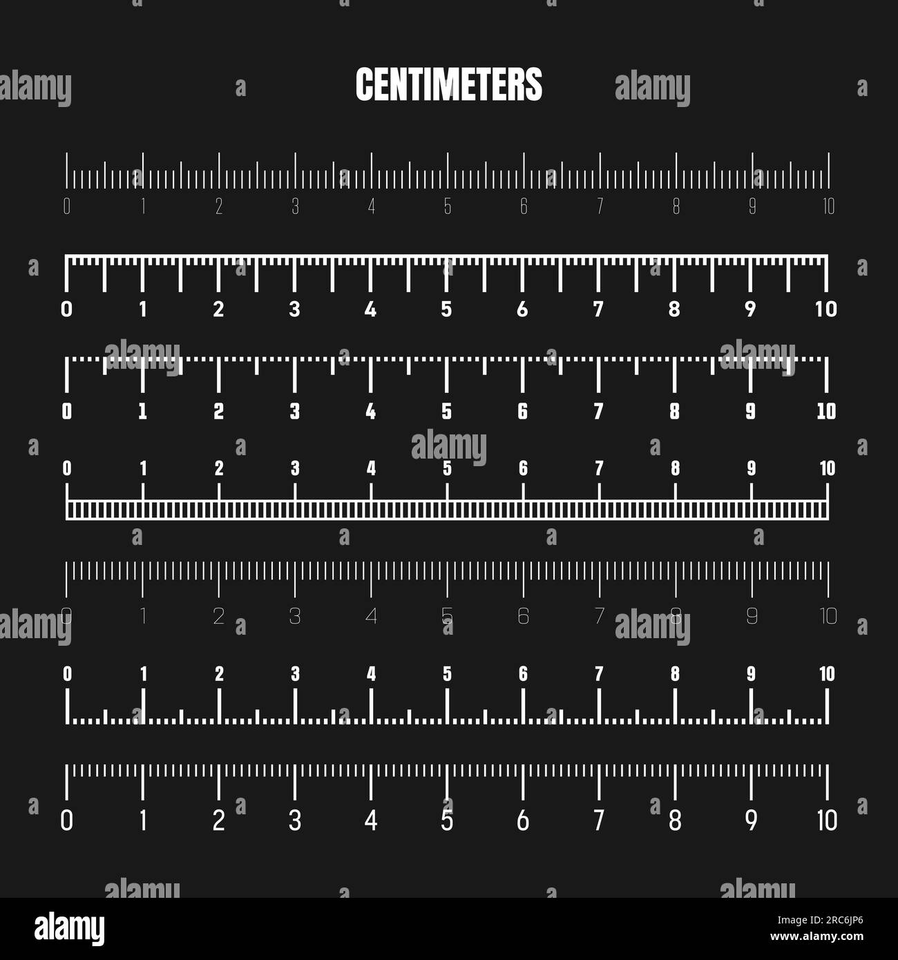 Realistic white centimeter scale for measuring length or height