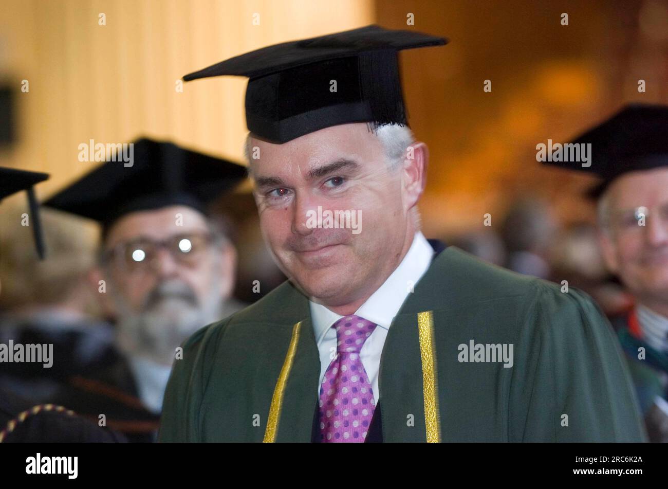 Huw Edwards pictured during Swansea University graduation ceremony in 2007. Stock Photo