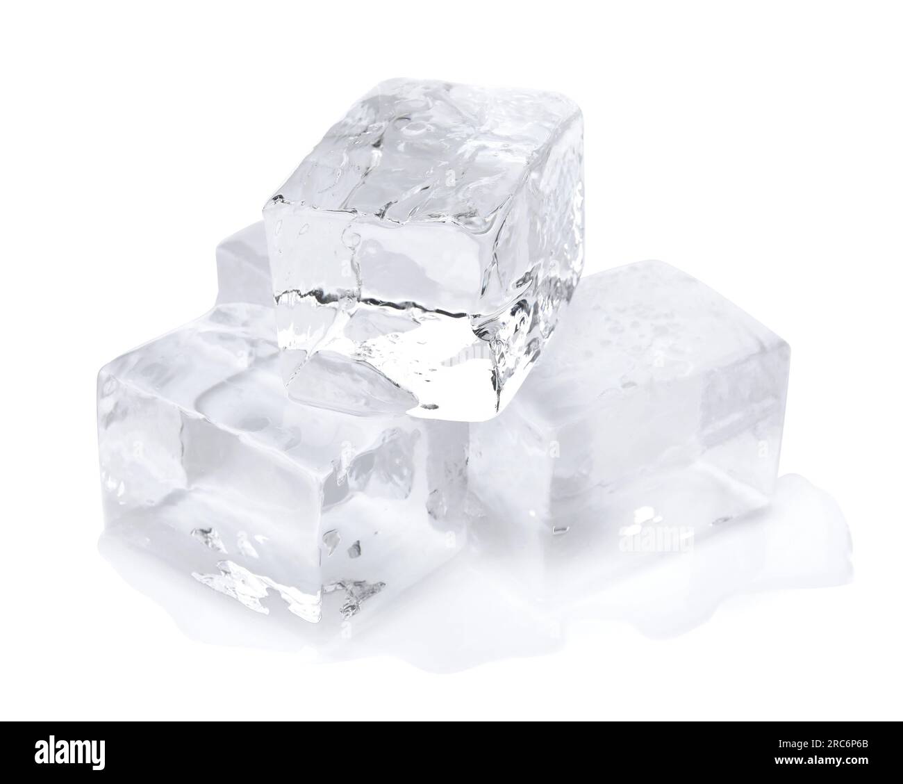 Many crystal clear ice cubes isolated on white Stock Photo Alamy
