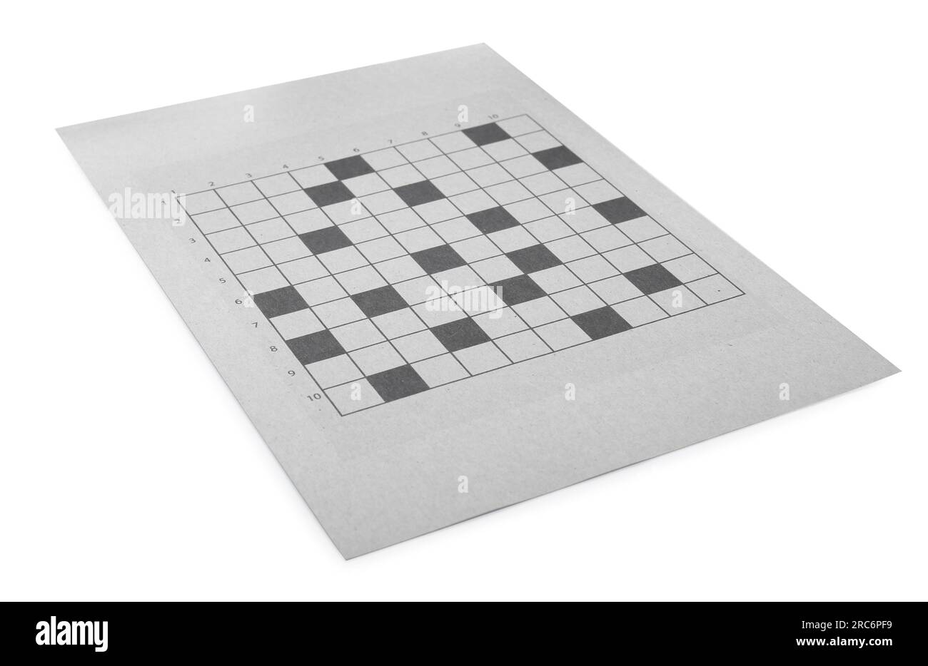 Blank crossword isolated on white Intellectual entertainment Stock