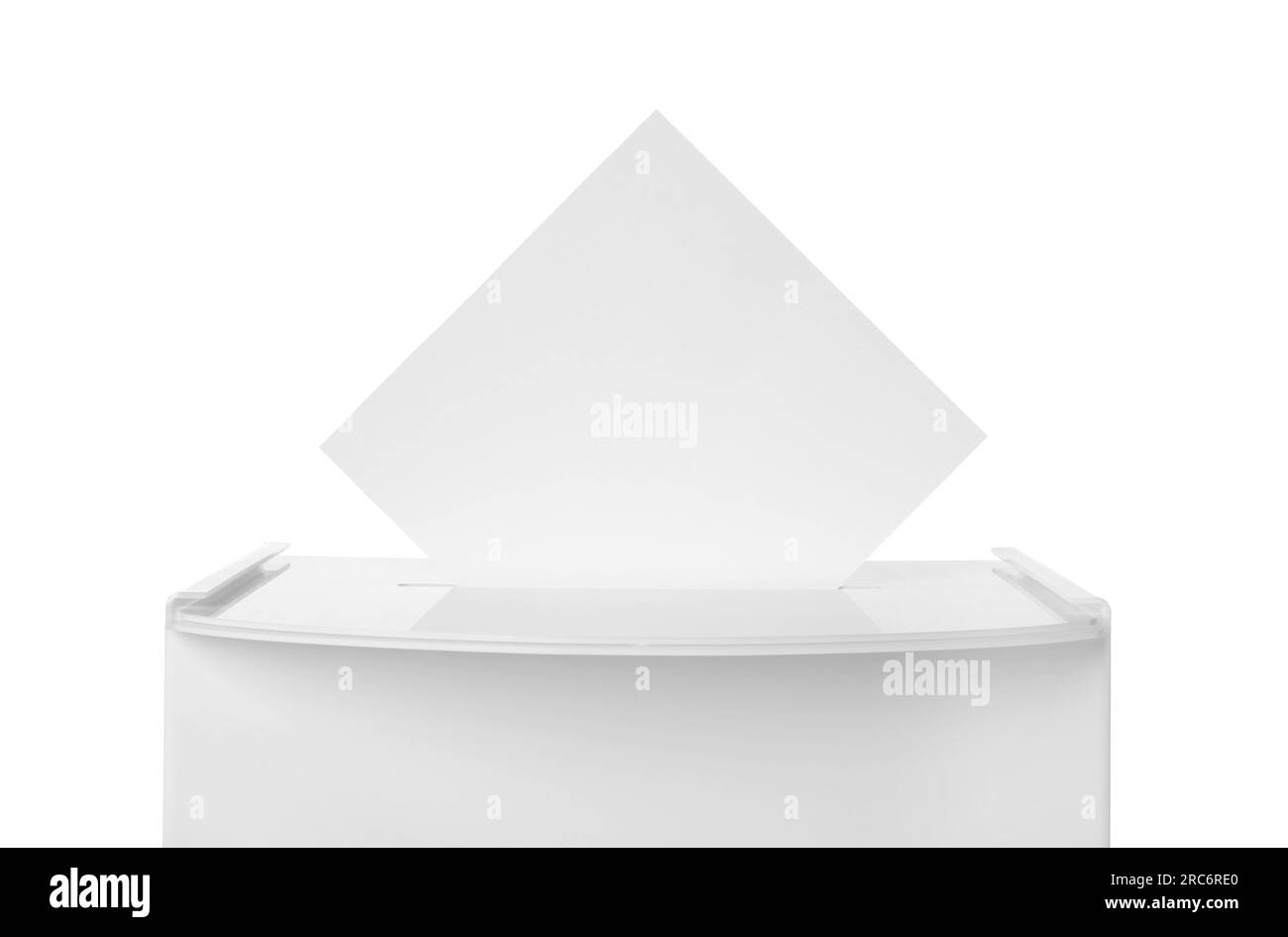 Ballot box with vote isolated on white. Election time Stock Photo - Alamy