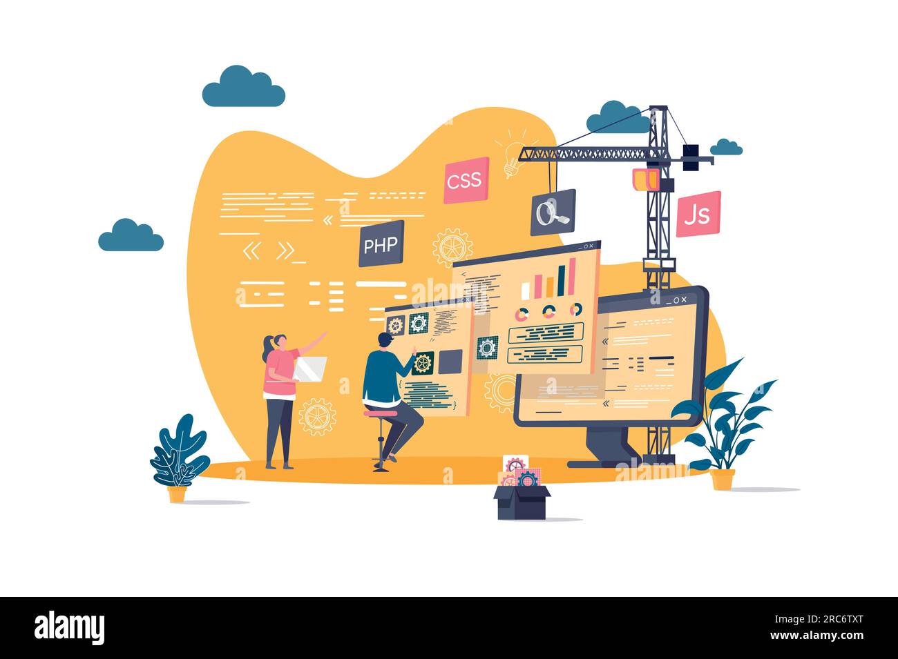 Full stack web developer background Stock Vector Images - Alamy