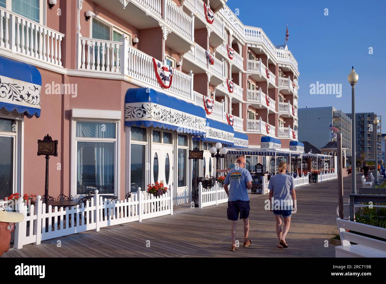 View of local architecture along the boardwalk at Rehoboth Beach, Delaware USA. Stock Photo