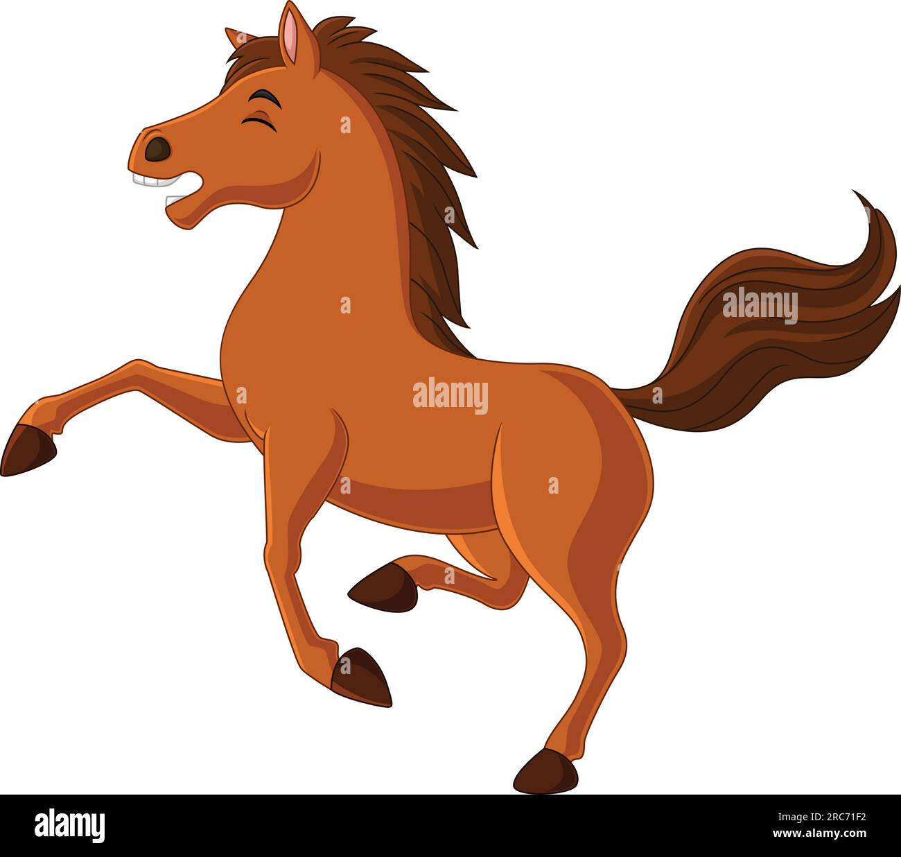 Cartoon funny brown horse standing Stock Vector Image & Art Alamy