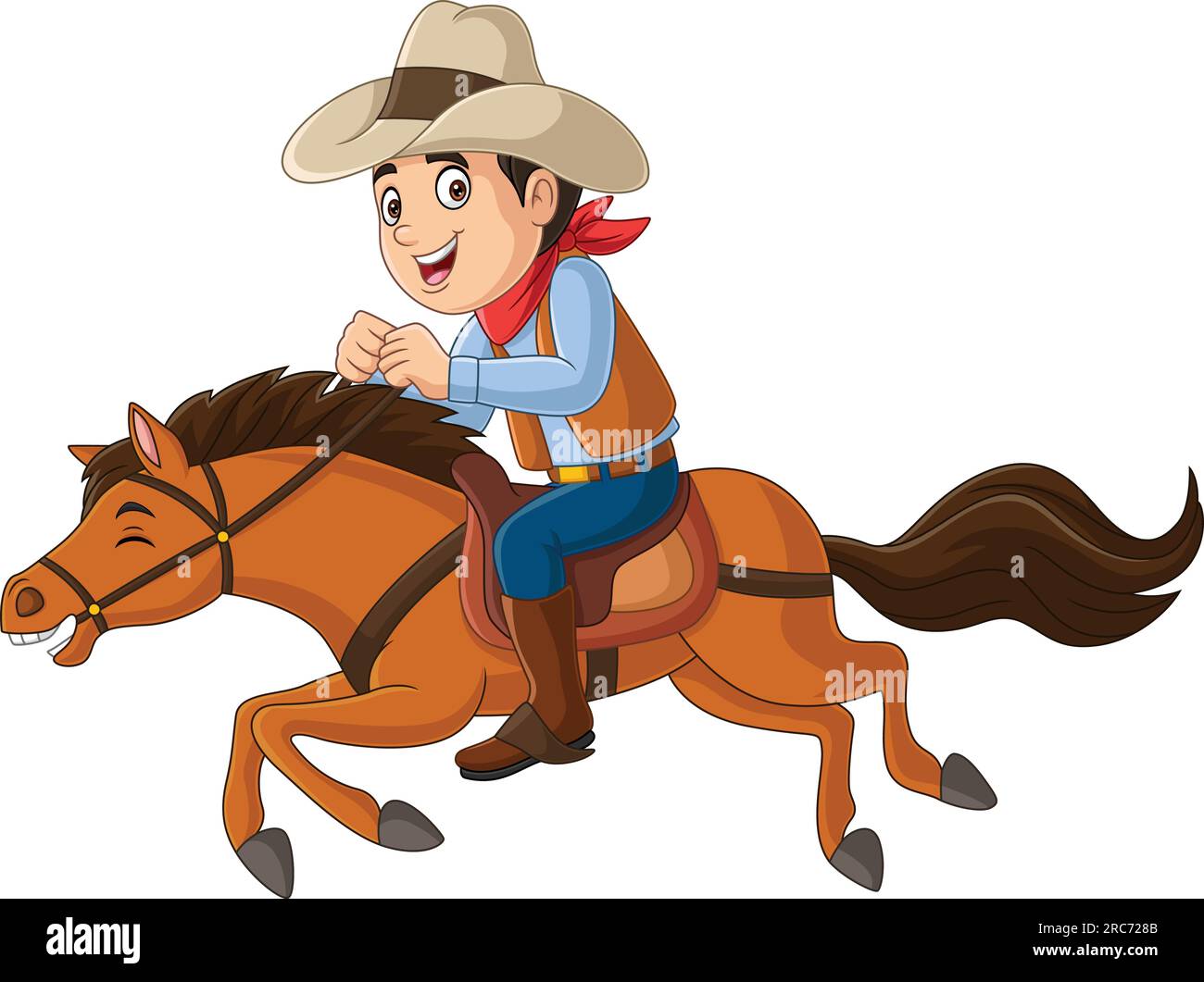 Cartoon cowboy riding on a horse Stock Vector Image & Art - Alamy