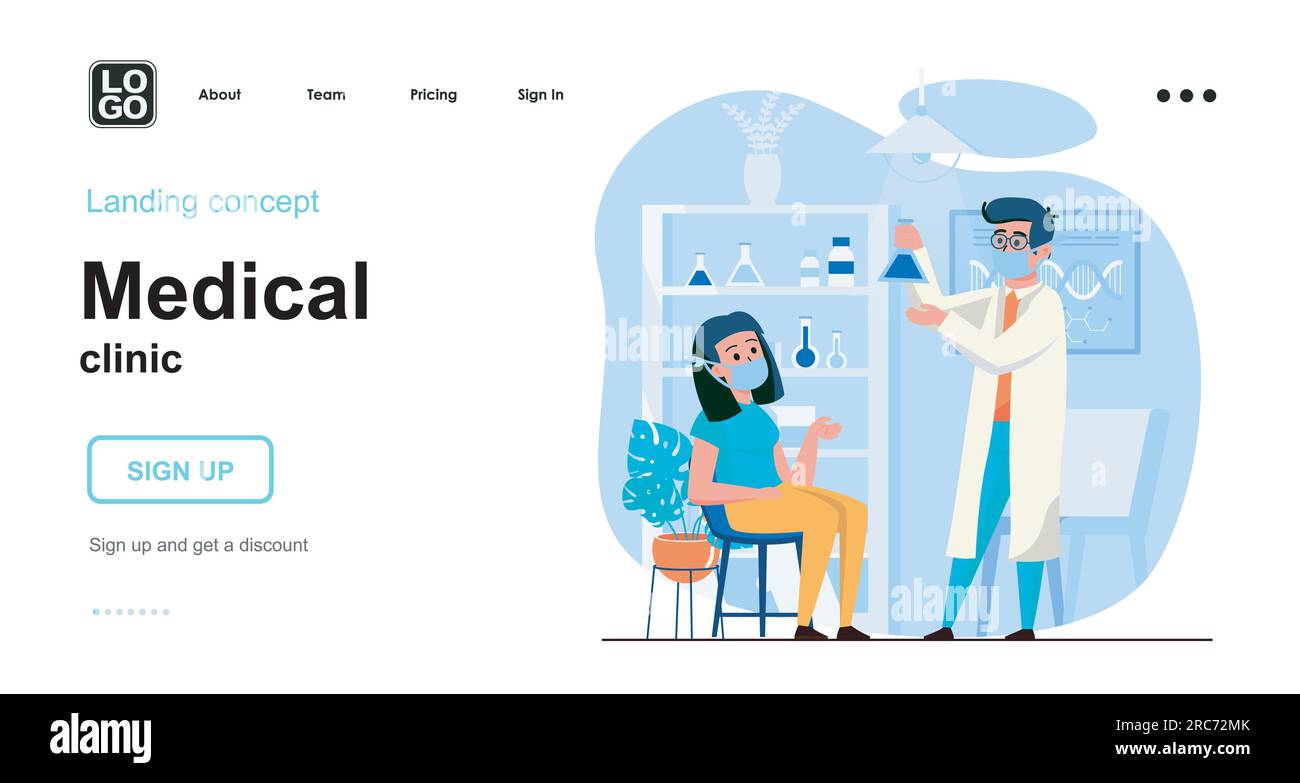Medical clinic web concept. Doctor doing medical tests in laboratory