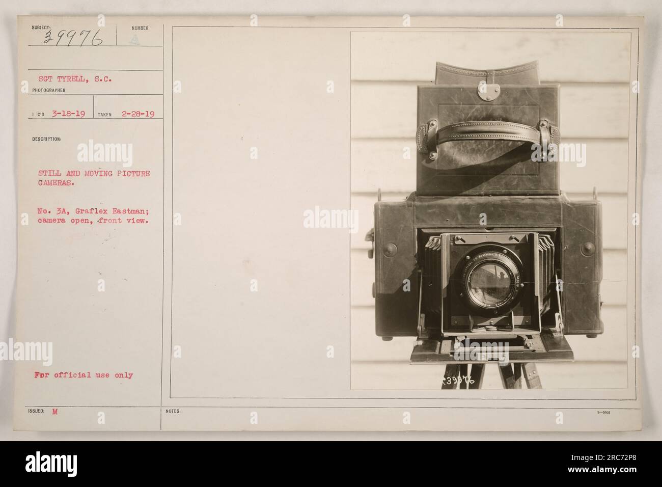 Image of a No. 3A Graflex Eastman camera, front view. The camera is ...