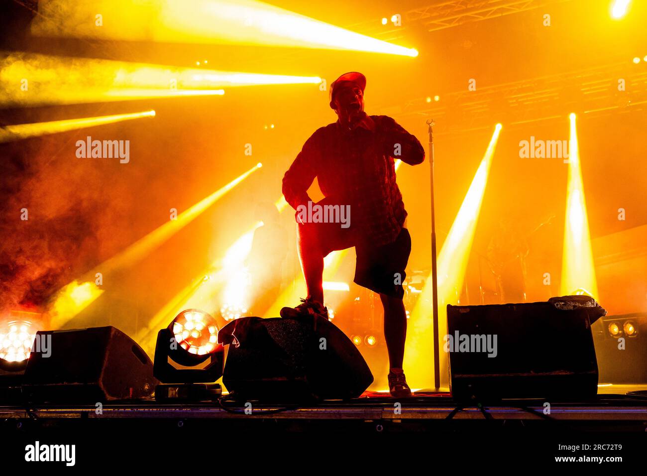 March 14, 2023, Italy: Italian rap/hip hop singer Shiva during the Milano  Demons Live Tour concert, held at the Orion live club in Rome, Italy on  March 14, 2023, Claudio Enea/Sport Reporter. (