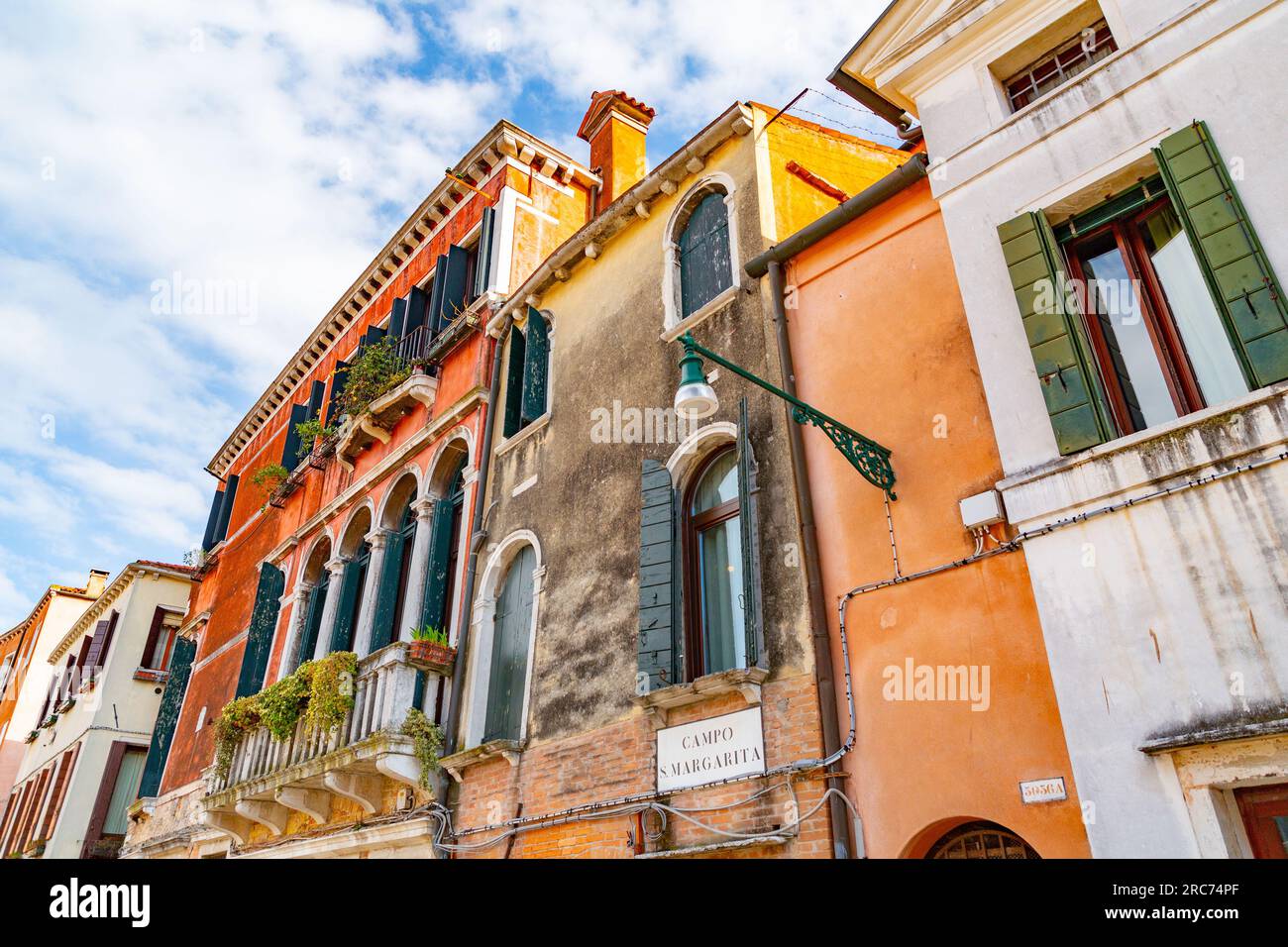 Venice, Italy - April 2, 2022: Campo Santa Margherita is a city square in the sestiere of Dorsoduro of Venice, Veneto, Italy. Stock Photo