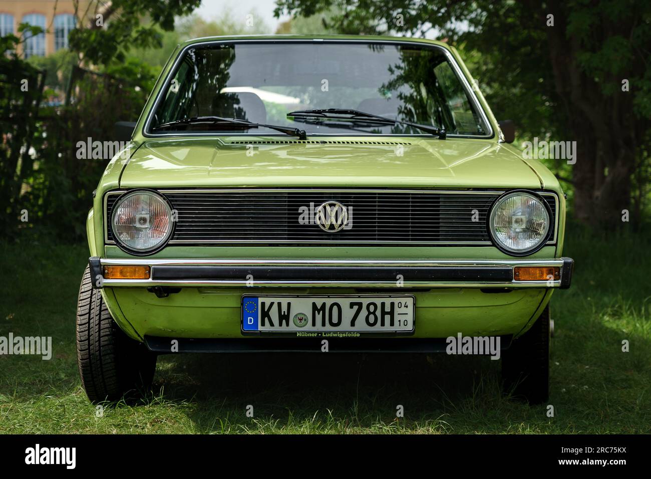 WERDER (HAVEL), GERMANY - MAY 20, 2023: The small family car Volkswagen Golf I, 1978. Oldtimer - Festival Werder Classics 2023 Stock Photo