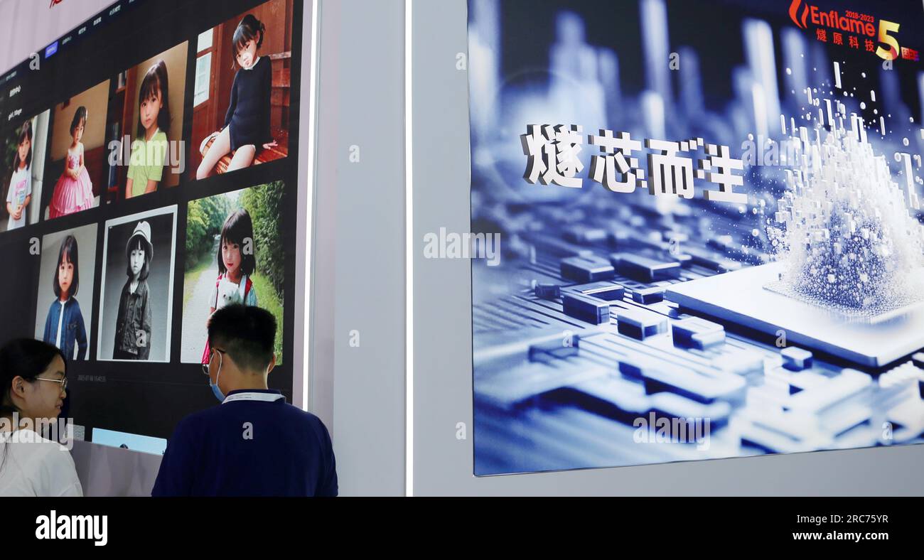 SHANGHAI, CHINA - JULY 8, 2023 - Visitors visit the Enflame booth at ...