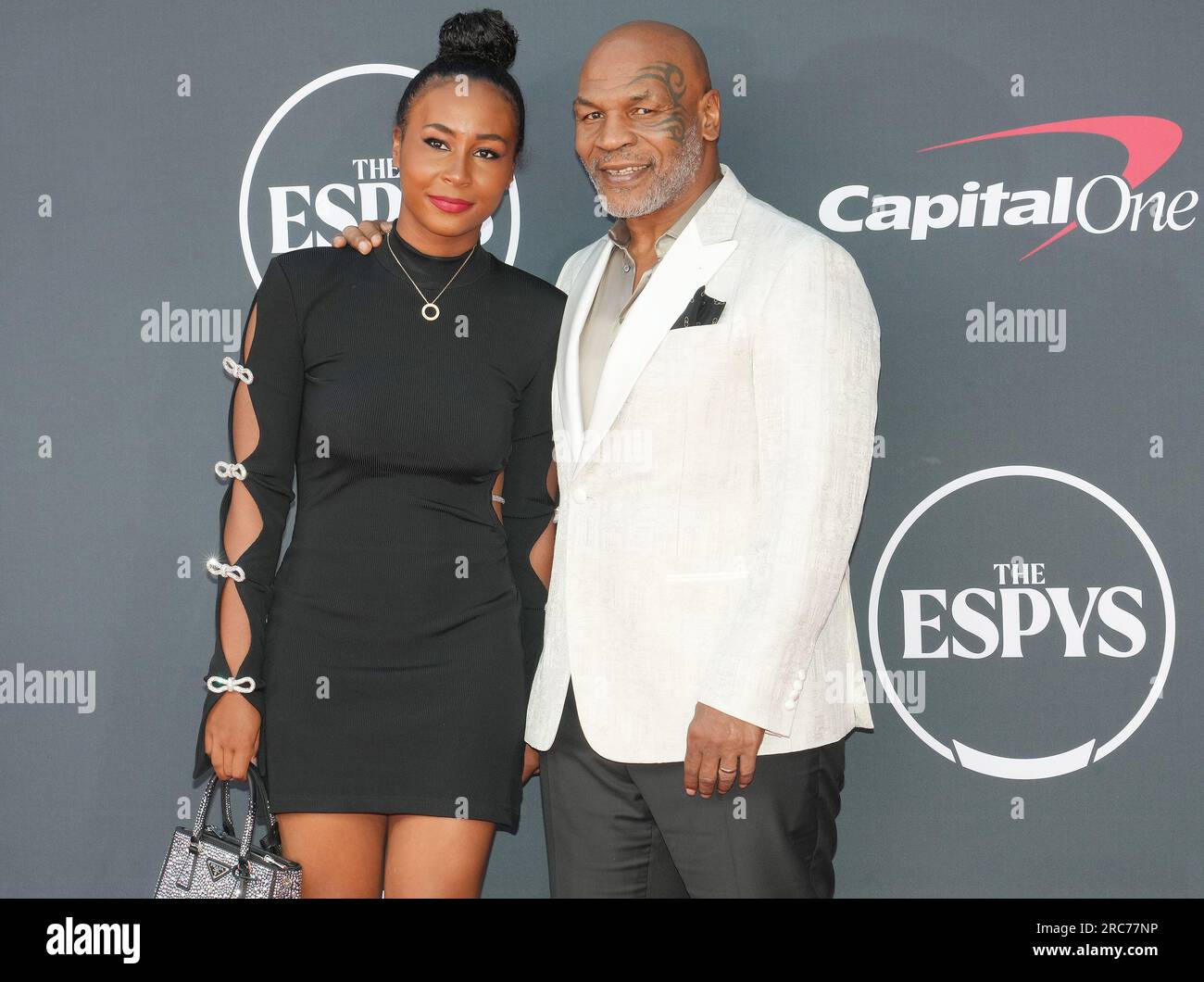 Los Angeles, USA. 12th July, 2023. (L-R) Lakiha Spicer and Mike Tyson