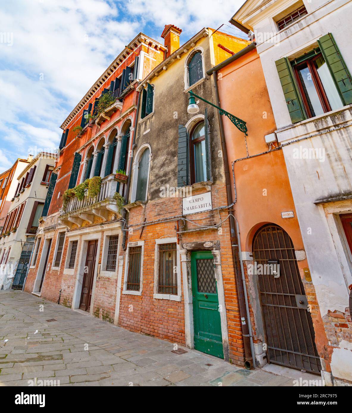 Venice, Italy - April 2, 2022: Campo Santa Margherita is a city square in the sestiere of Dorsoduro of Venice, Veneto, Italy. Stock Photo