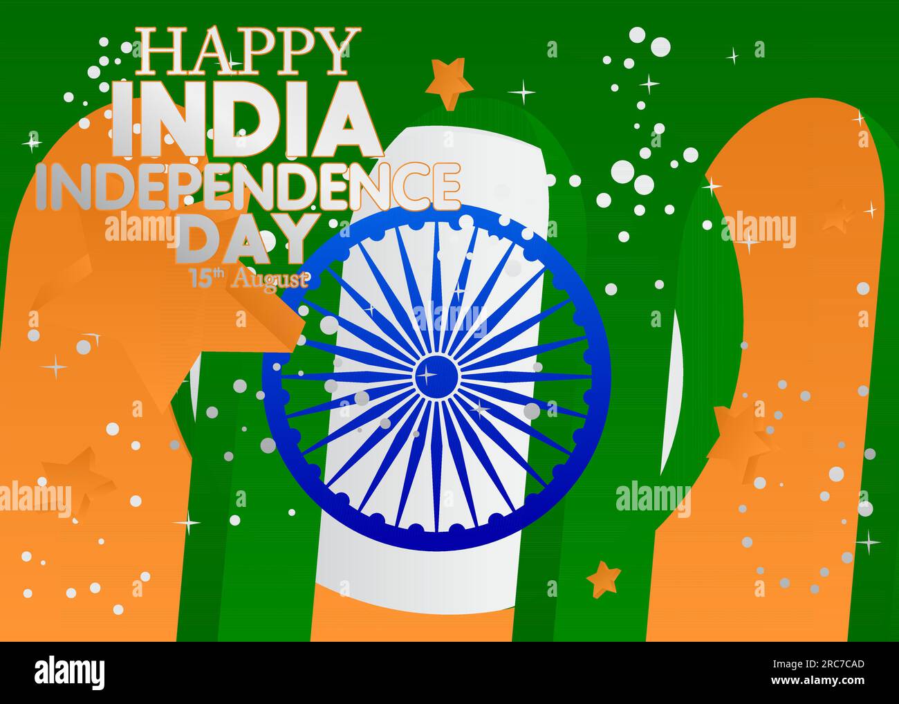 Indian Independence Day background with flag tricolor, green, orange