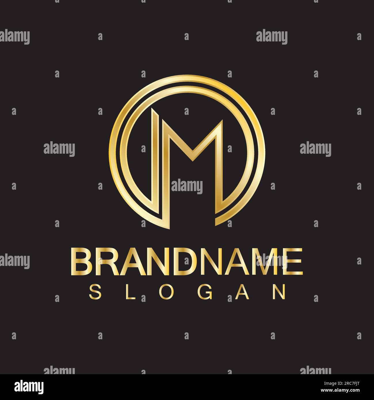 Golden Luxury Letter M Logo Vector Design- Isolated On Black Background ...