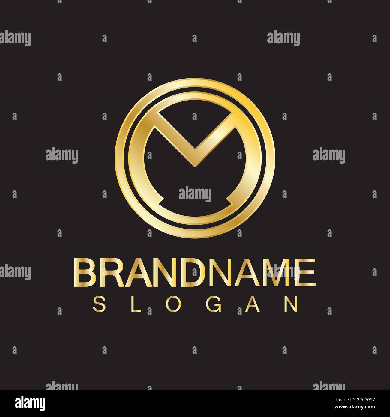 Golden Luxury Letter M Logo Vector Design- Isolated On Black Background ...