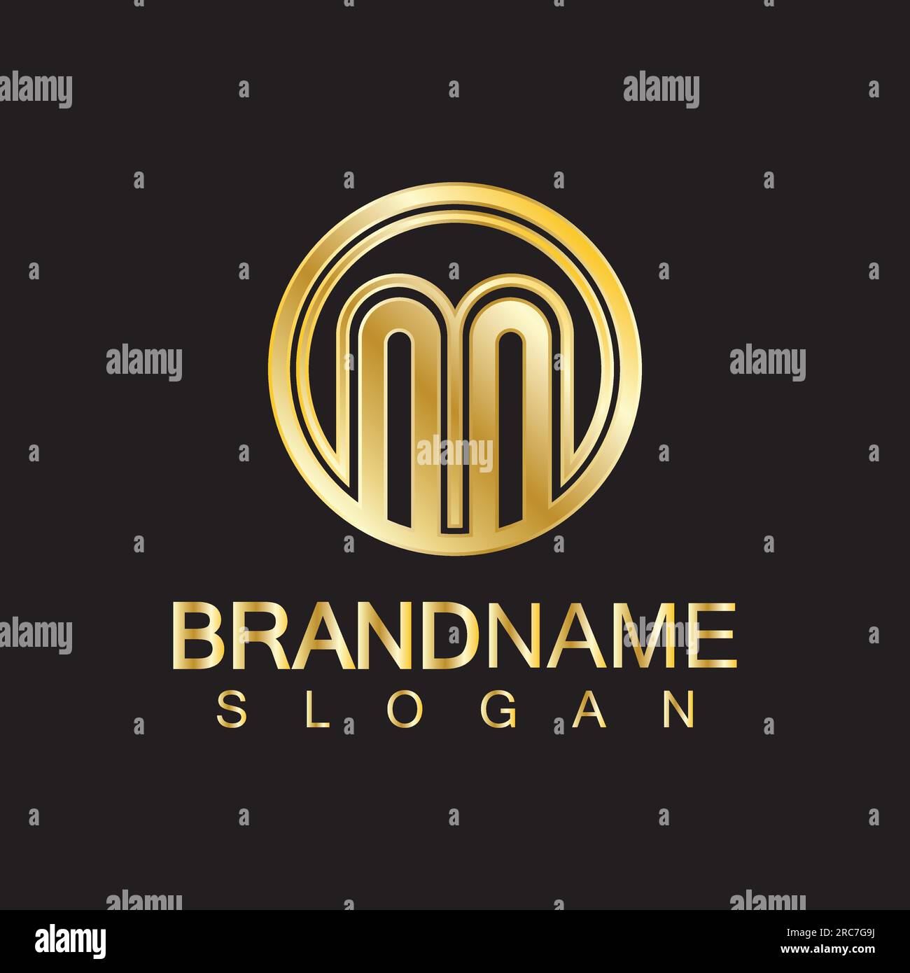 Golden Luxury Letter M Logo Vector Design- Isolated On Black Background ...
