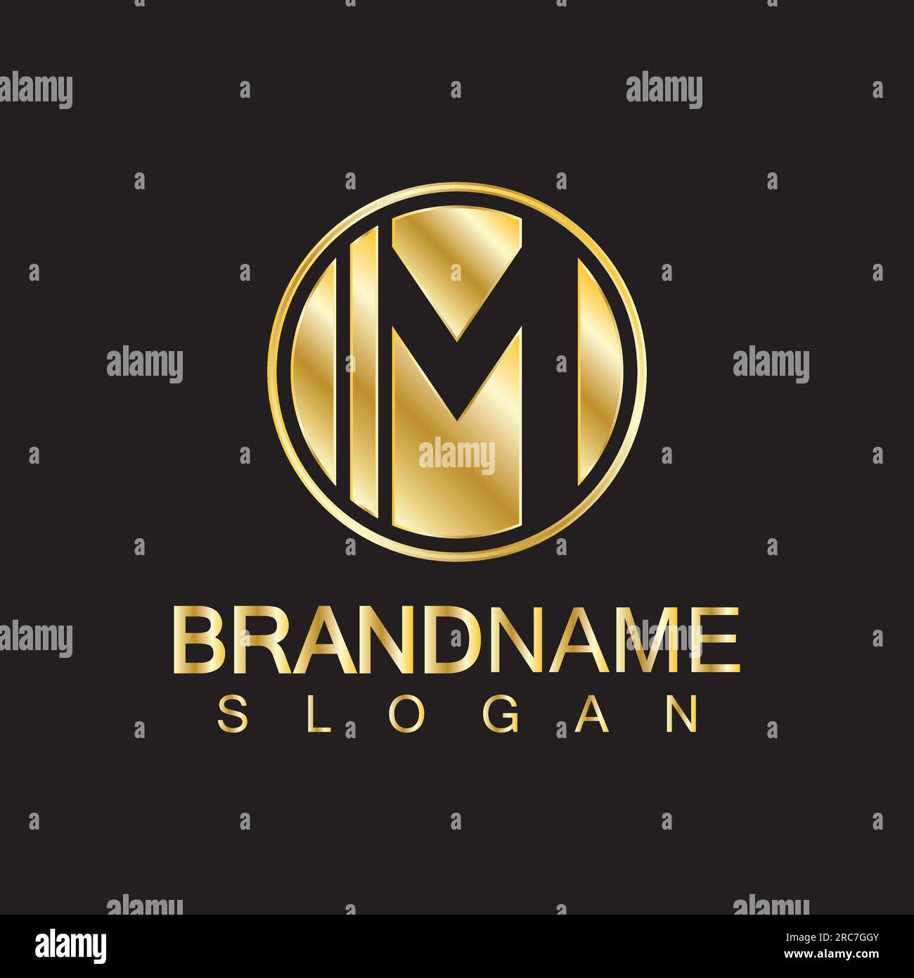 Golden Luxury Letter M Logo Vector Design- Isolated On Black Background ...