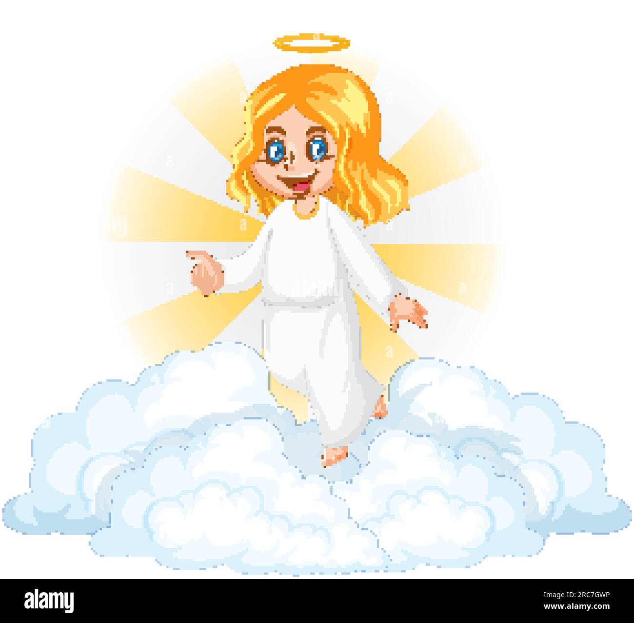 Angel Girl Standing on Cloud illustration Stock Vector Image & Art - Alamy