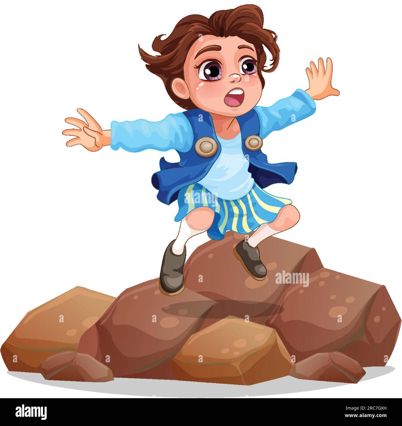Girl standing on the rock illustration Stock Vector Image & Art - Alamy