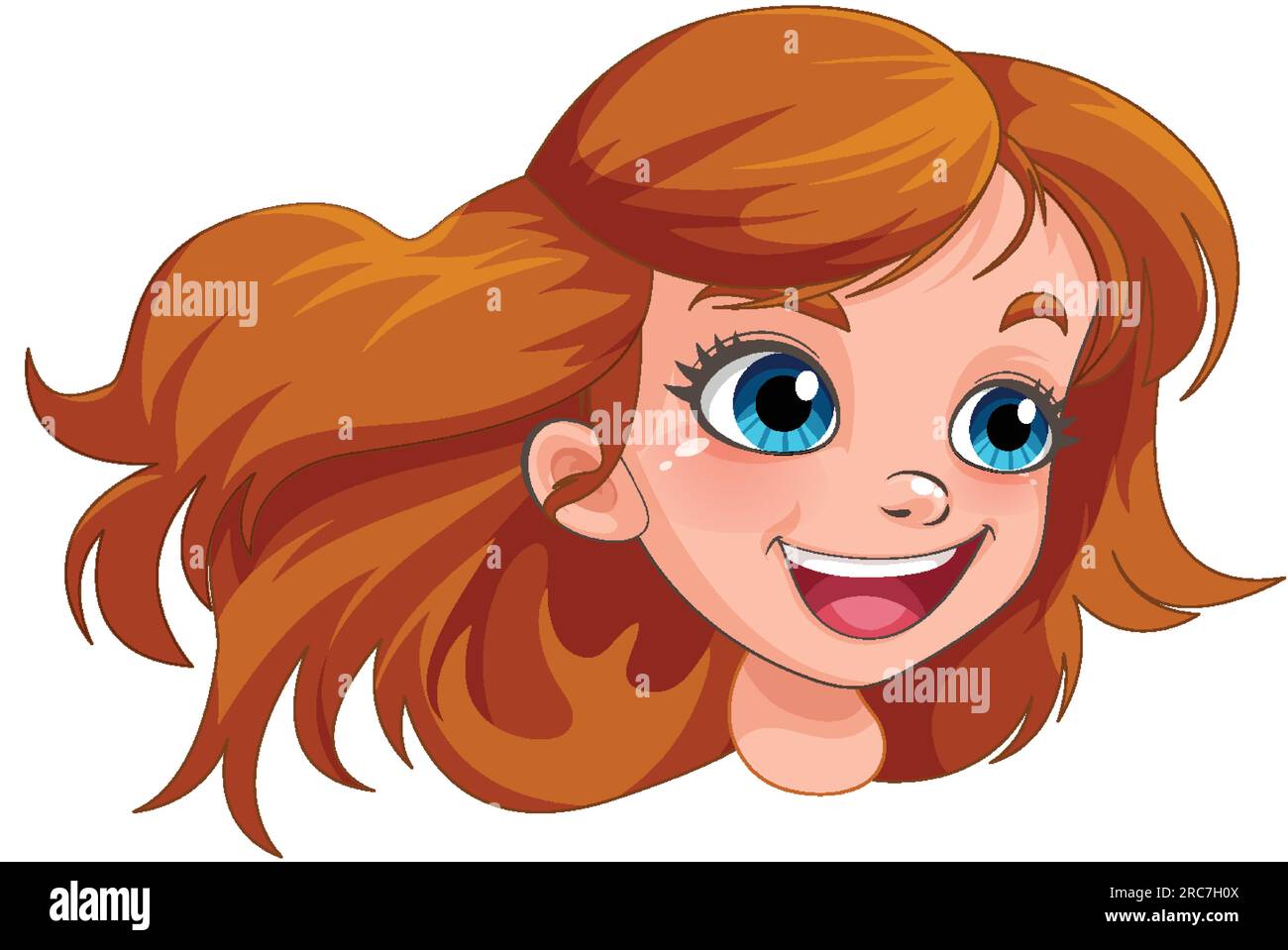 A girl with orange hair and blue eyes illustration Stock Vector Image