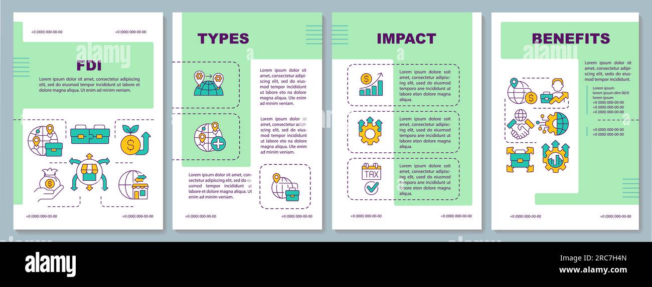 Green brochure with foreign direct investment icons Stock Vector Image ...