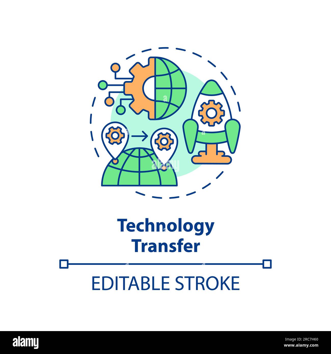 Customizable technology transfer icon FDI concept Stock Vector