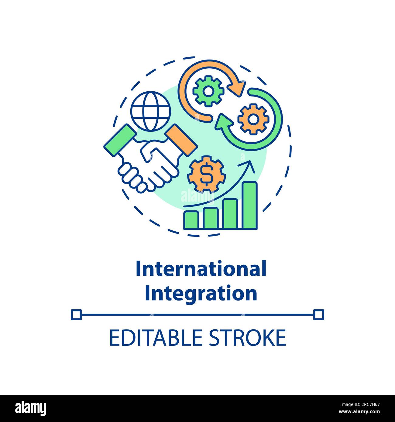 Customizable international integration icon FDI concept Stock Vector