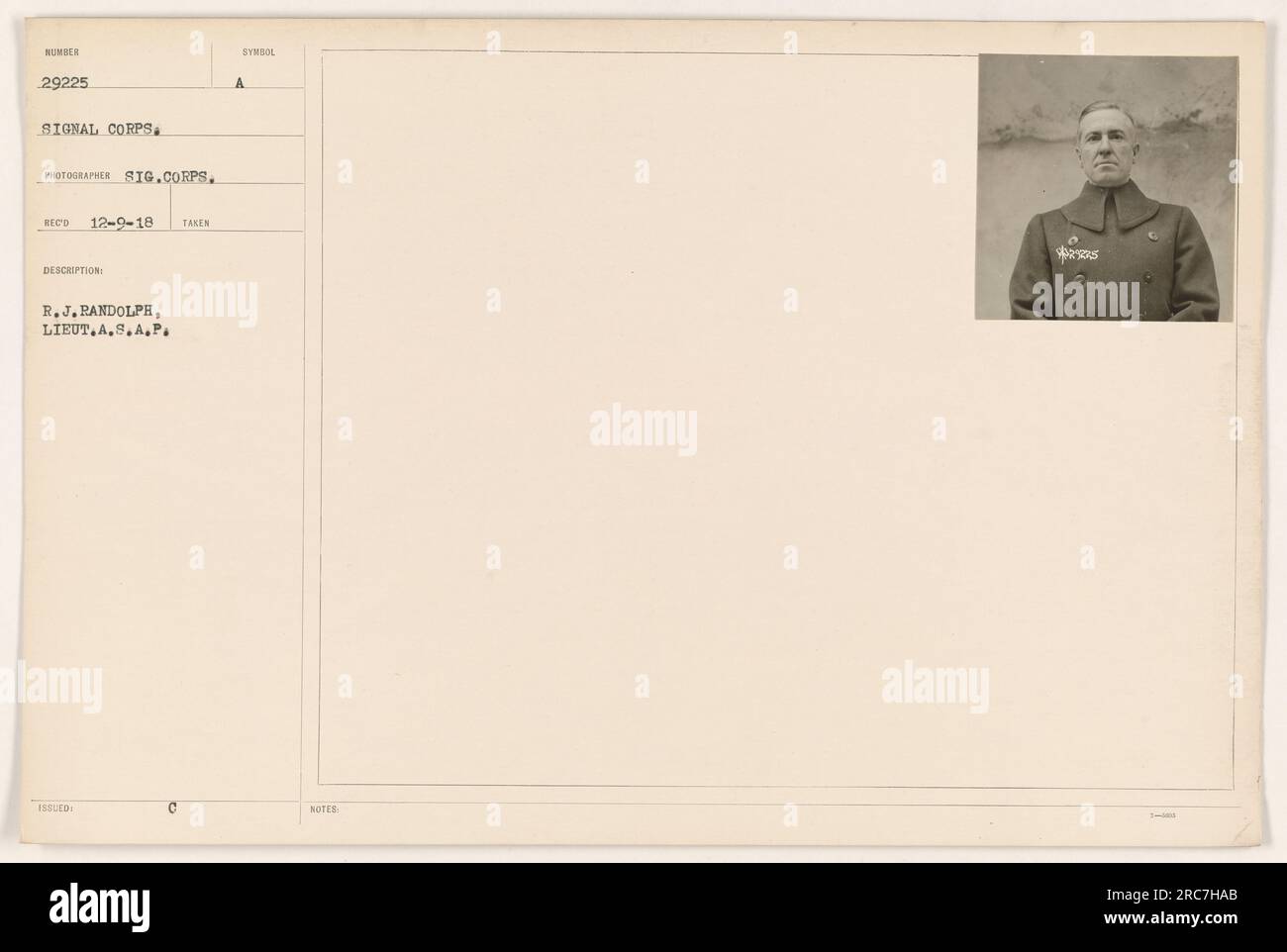 Image of Lieutenant R.J. Randolph of the American Expeditionary Forces ...