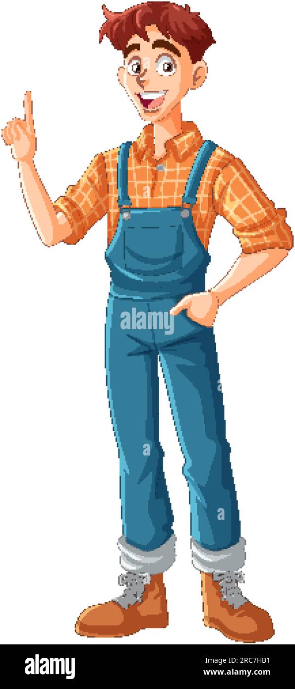 Young male farmer cartoon character illustration Stock Vector Image ...