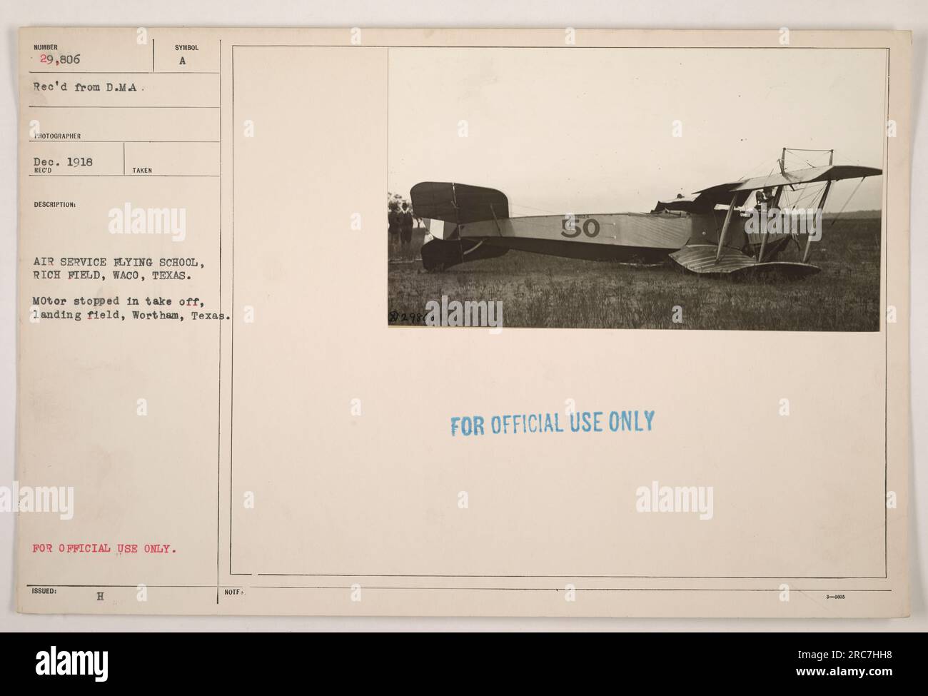 "Image of an aircraft at Wortham landing field, Texas, during World War