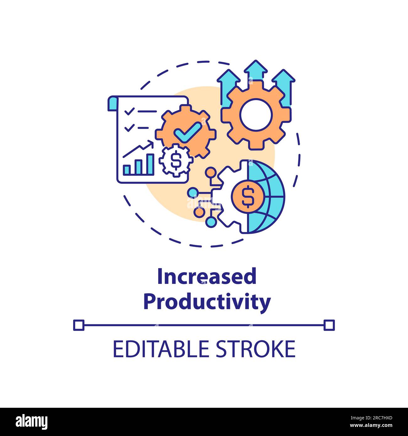Customizable increased productivity icon FDI concept Stock Vector