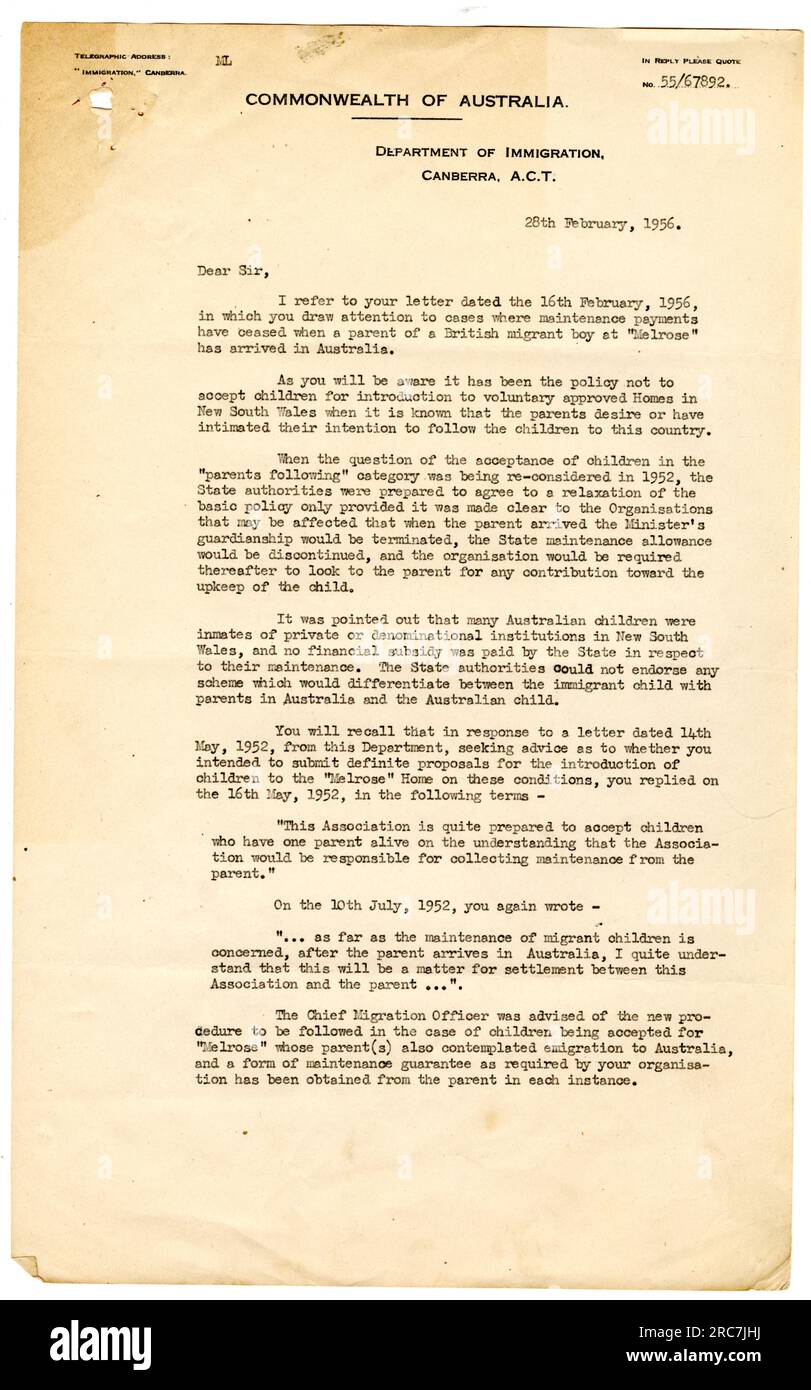 Migrant Letters Commonwealth migrants hi-res stock photography and images - Alamy