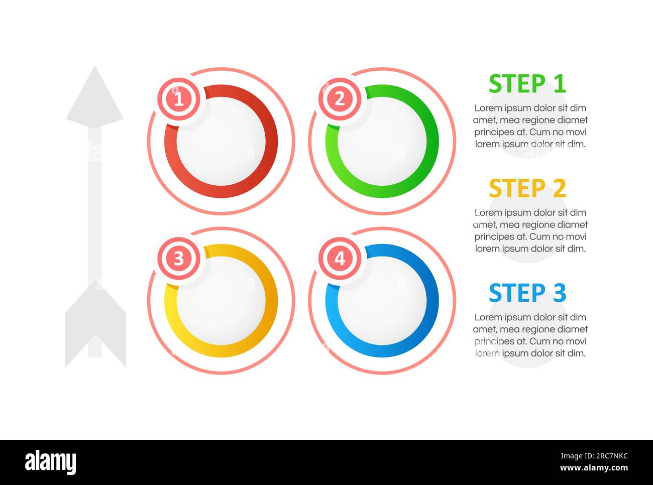 Colorful circles with arrow infographic chart design element set Stock ...