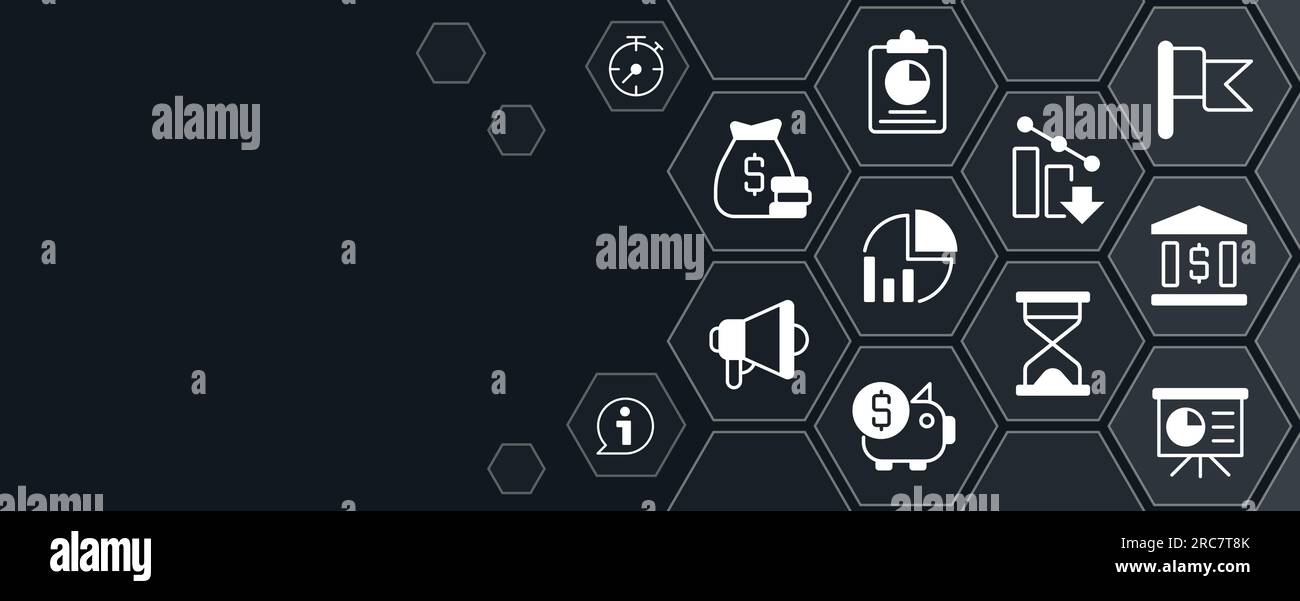 Management concept design template with white glyph icons Stock Vector ...