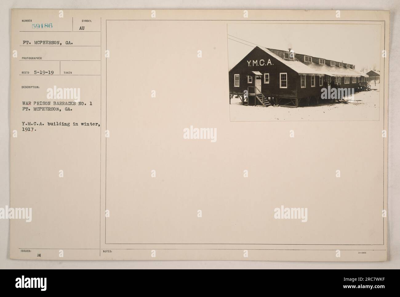 Winter scene showing the Y.M.C.A. building at War Prison Barracks No. 1