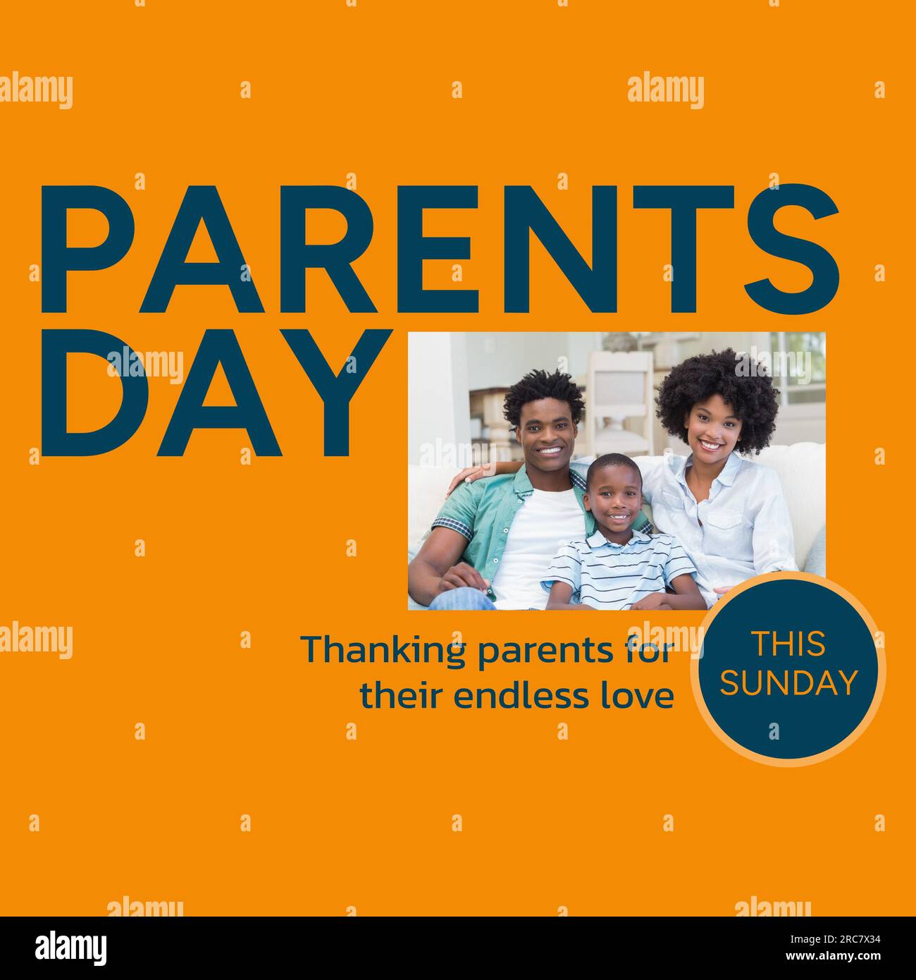 Parents day this sunday text with portrait of happy african american
