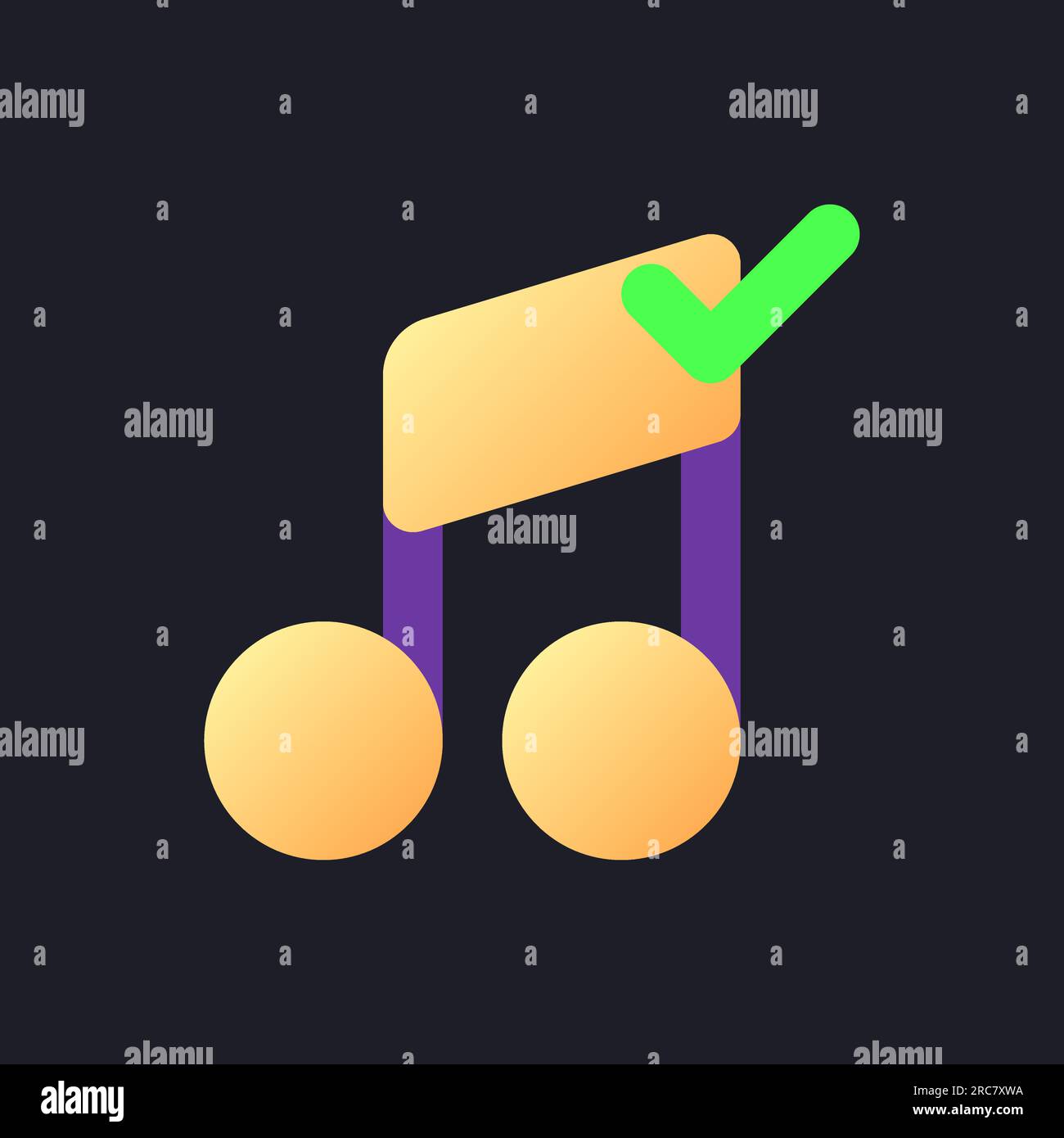 Confirmed music flat gradient fill ui icon for dark theme Stock Vector