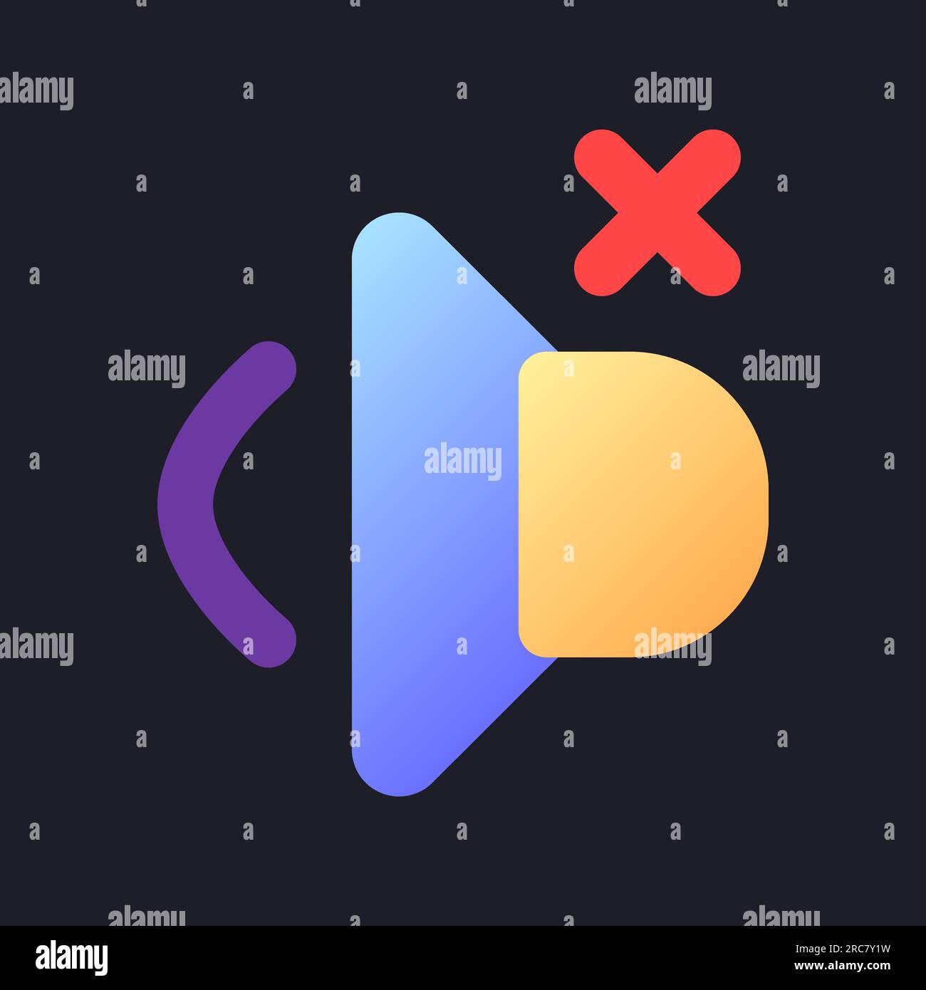 Volume off flat gradient fill ui icon for dark theme Stock Vector