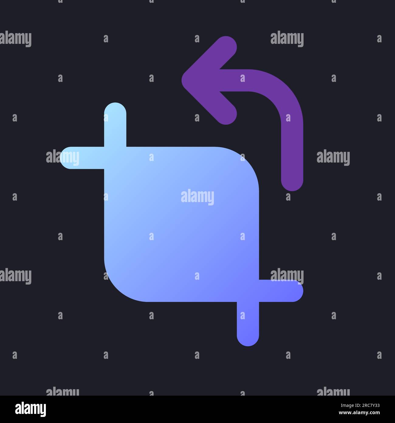 Cropping flat gradient fill ui icon for dark theme Stock Vector
