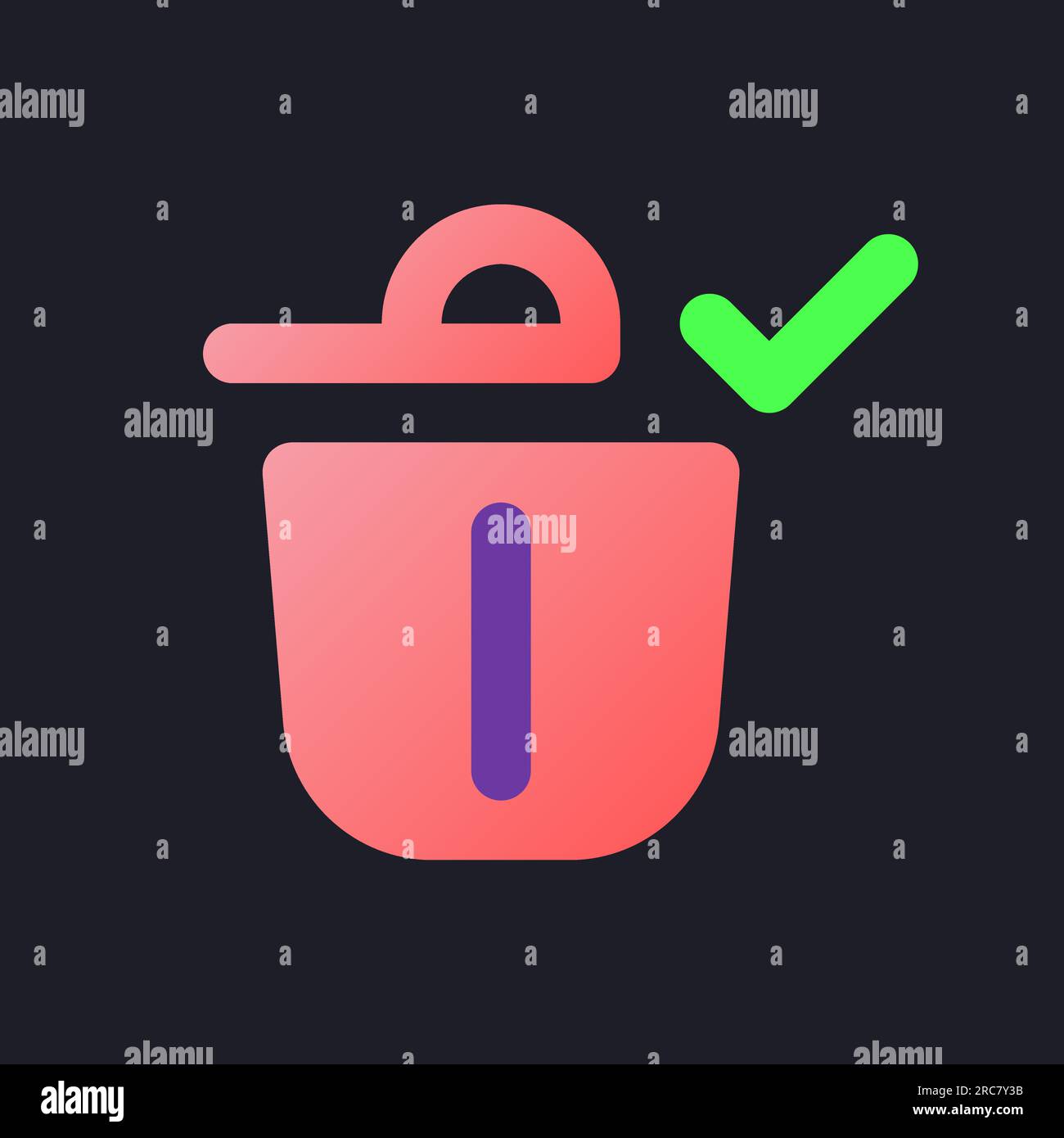 Successfully deleted flat gradient fill ui icon for dark theme Stock Vector